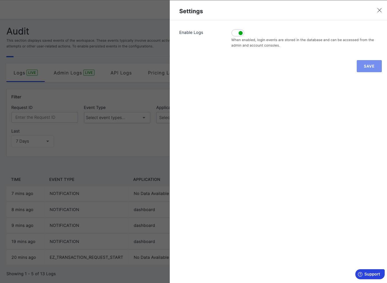Enable Logs